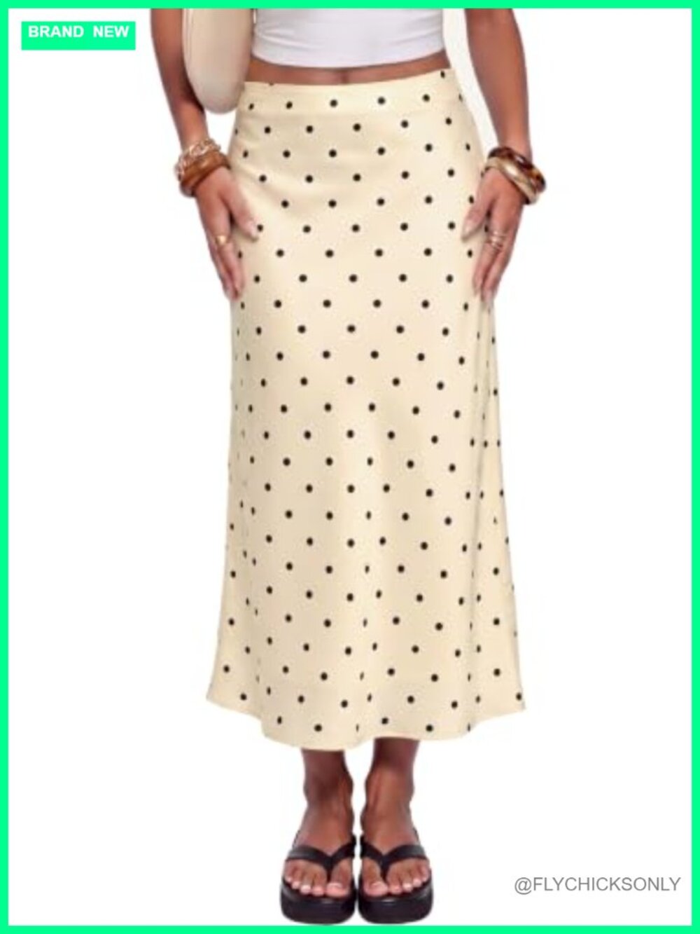 High Waist A Line Silk Midi Skirt Flowy Cocktail Party